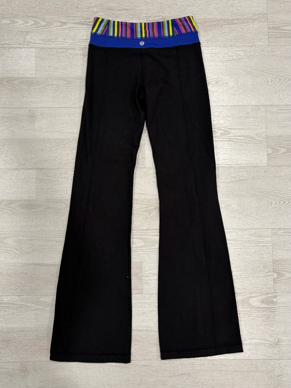 Lululemon Vintage Multi-Waistband Groove Pants Black Striped Flare Yoga Size 2